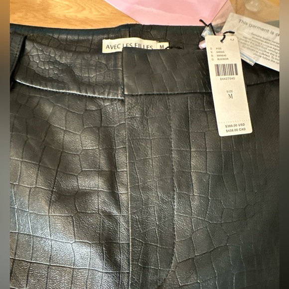LEATHER Anthropologie Cropped Genuine Pants Avec Les Filles NWT!!! Awesome!! M! - Picture 3 of 11